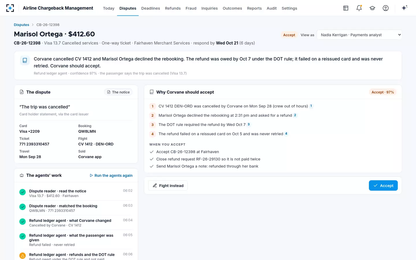 Airline Chargeback Management — When to accept