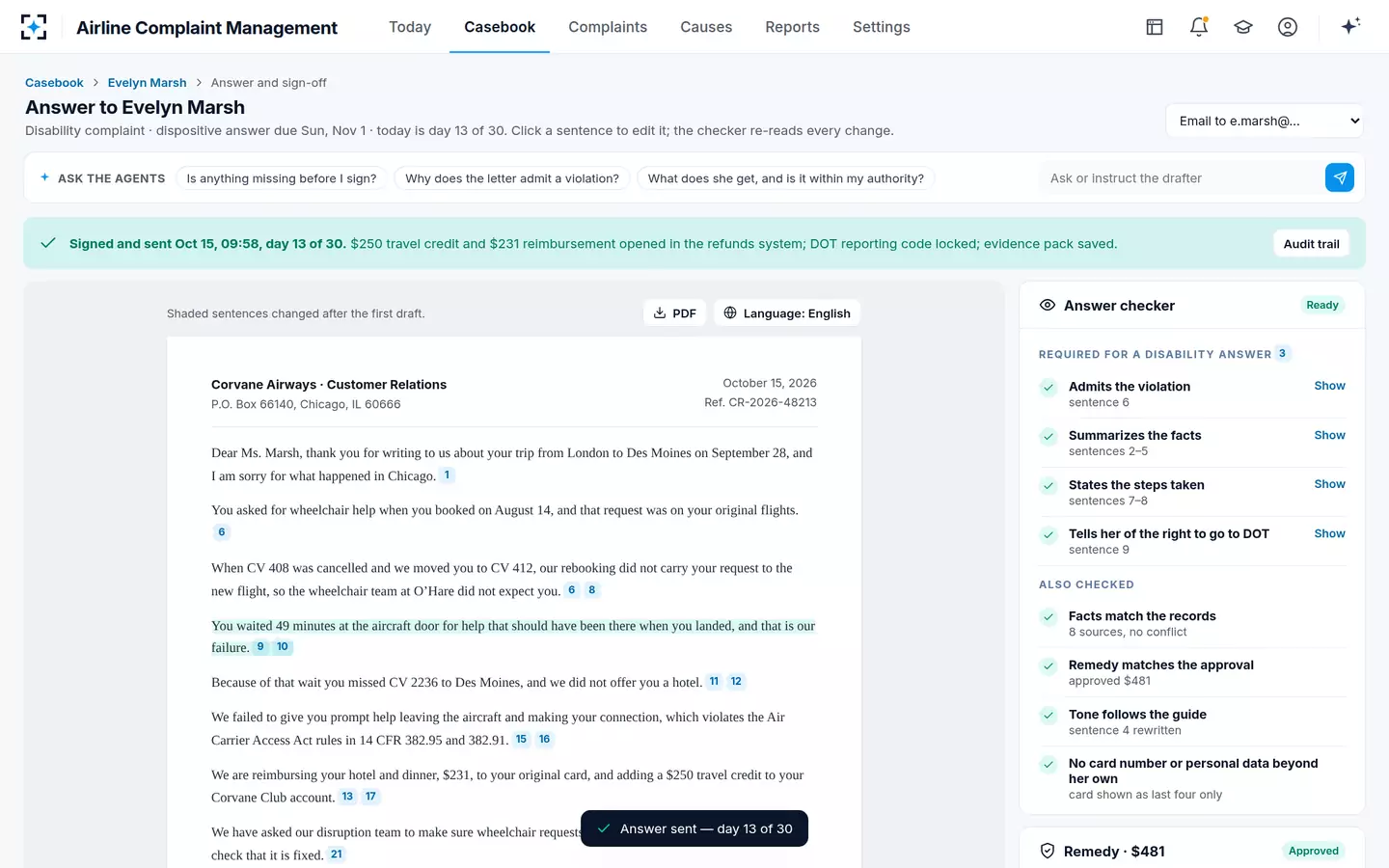 Airline Complaint Management — Signed and sent