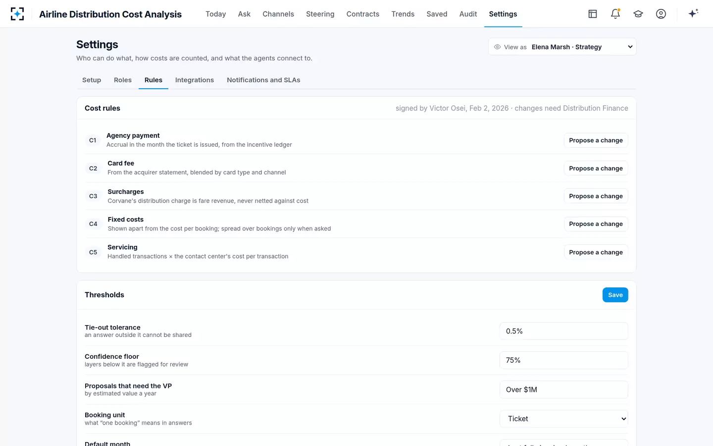 Airline Distribution Cost Analysis — Your cost rules