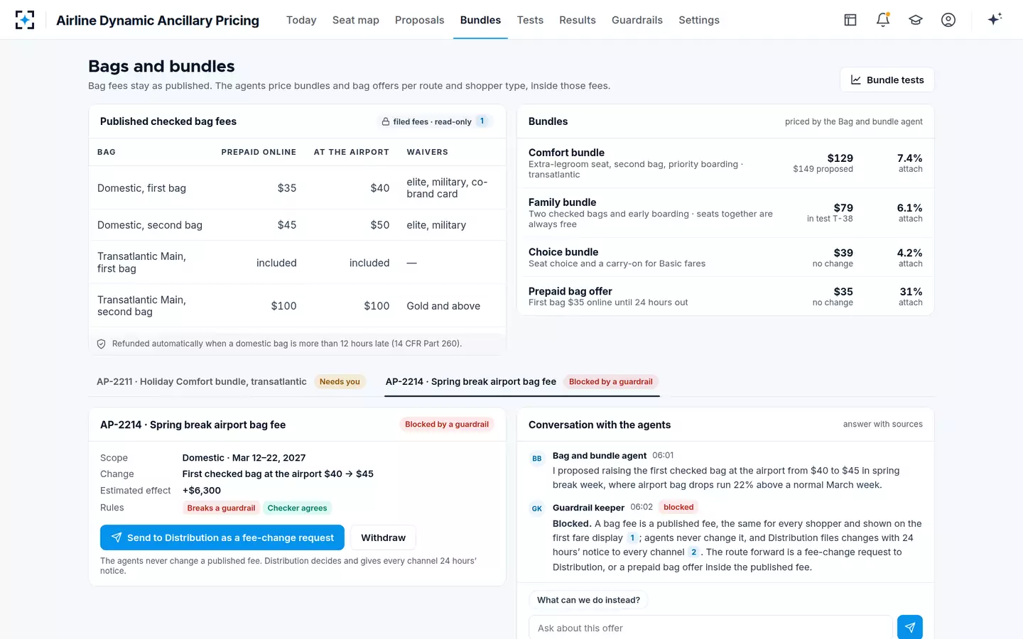 Airline Dynamic Ancillary Pricing — Bags and bundles
