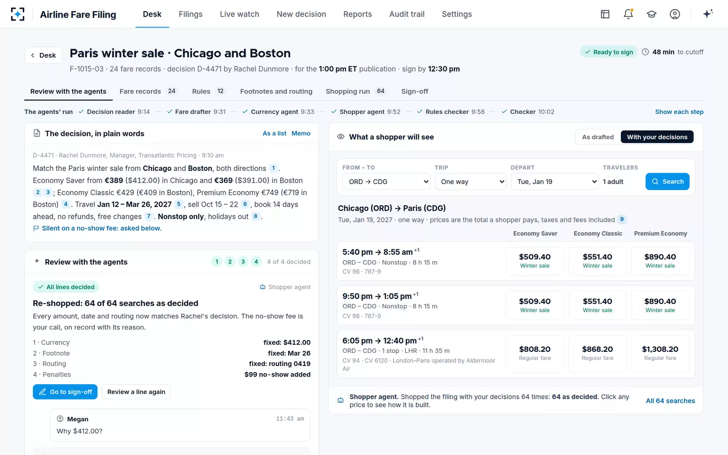 Airline Fare Filing — All lines decided