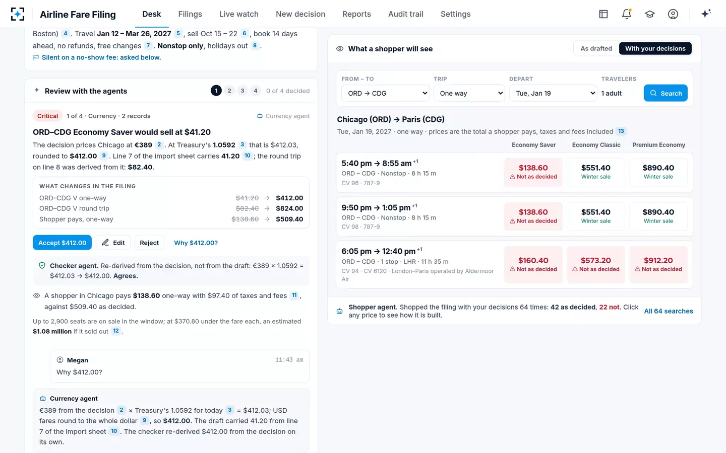 Airline Fare Filing — Asking the agents why