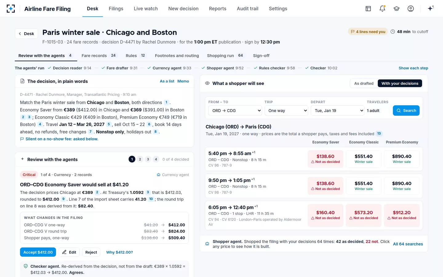 Airline Fare Filing — The filing review