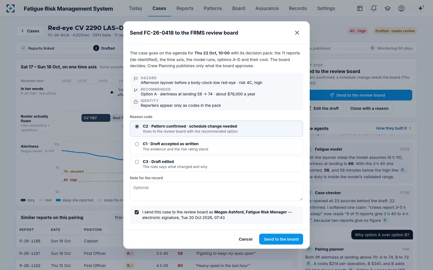 Fatigue Risk Management System — Send to the FRMS review board