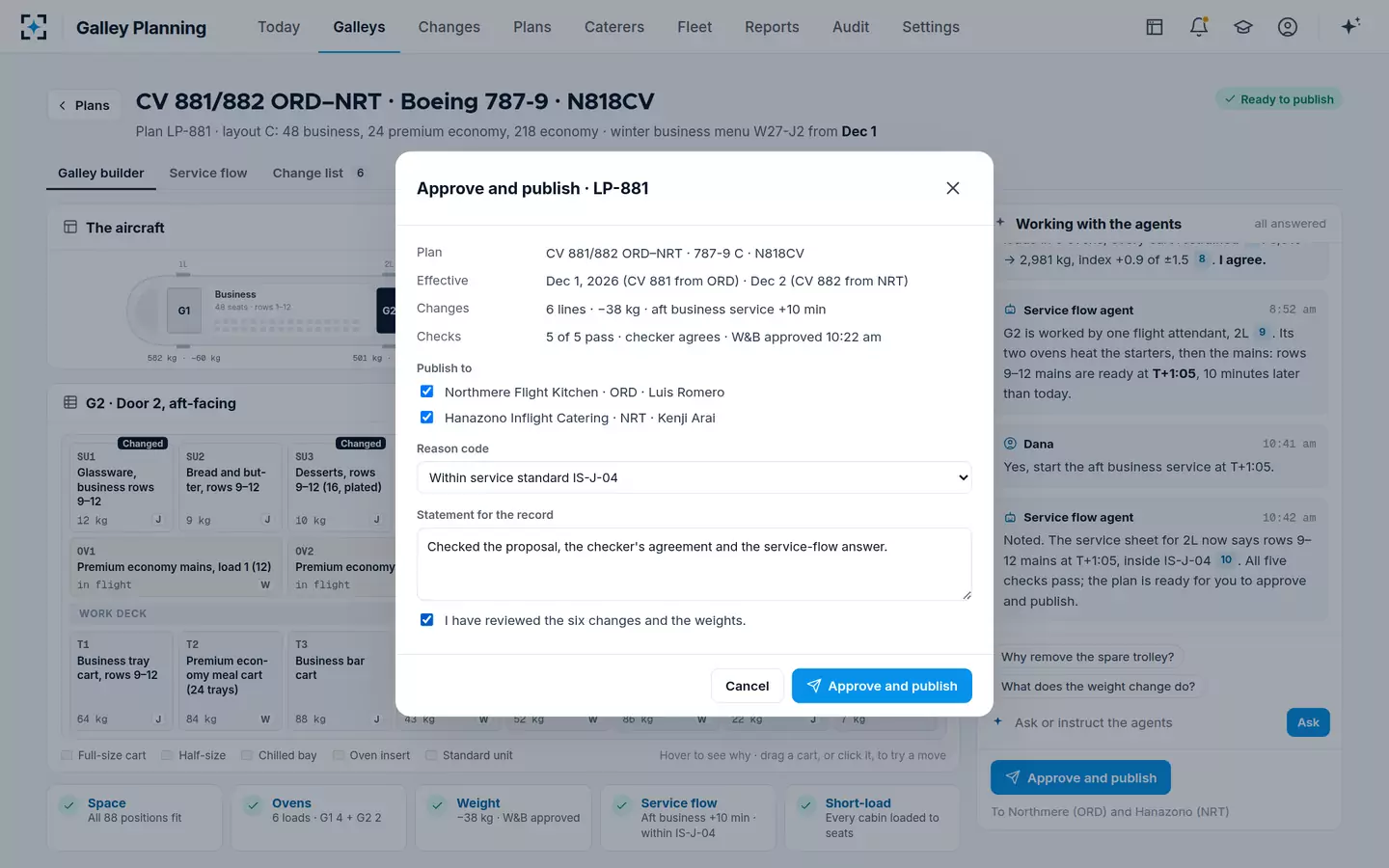 Galley Planning — Approve and publish