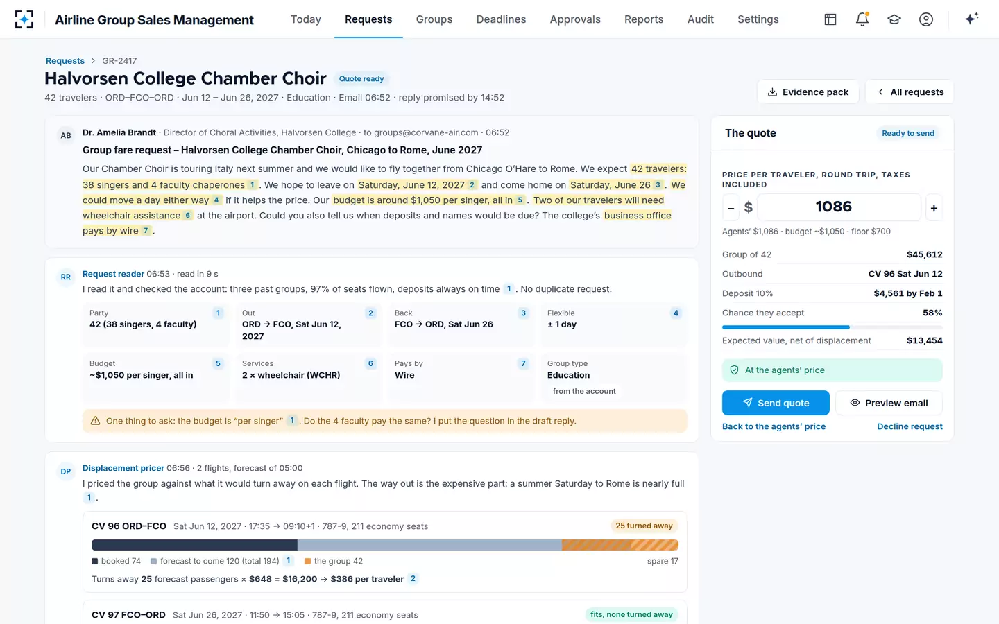 Airline Group Sales Management — The group request thread