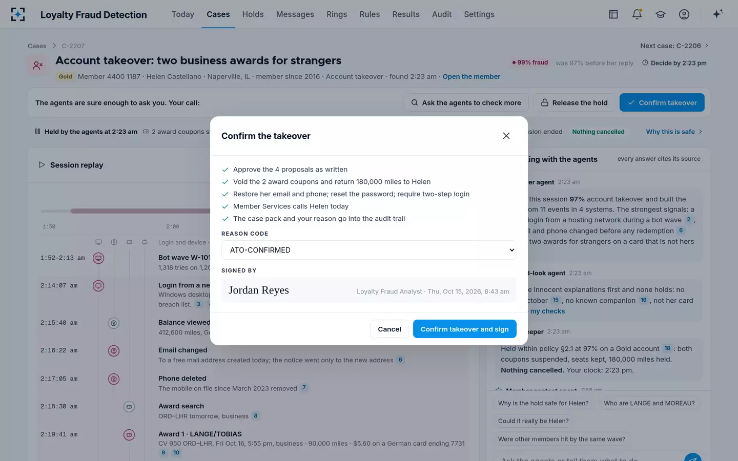 Loyalty Fraud Detection — Confirm the takeover