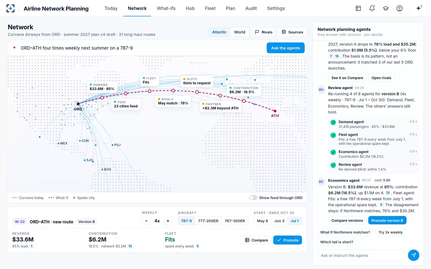 Airline Network Planning — Change the start date, re-run what changed