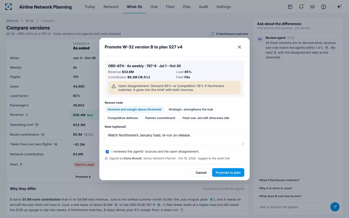 Airline Network Planning — Promote with a reason code