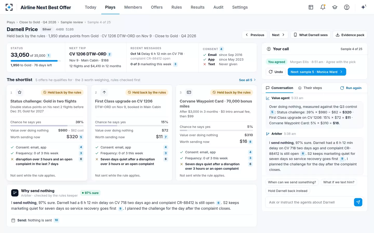 Airline Next Best Offer — Send nothing