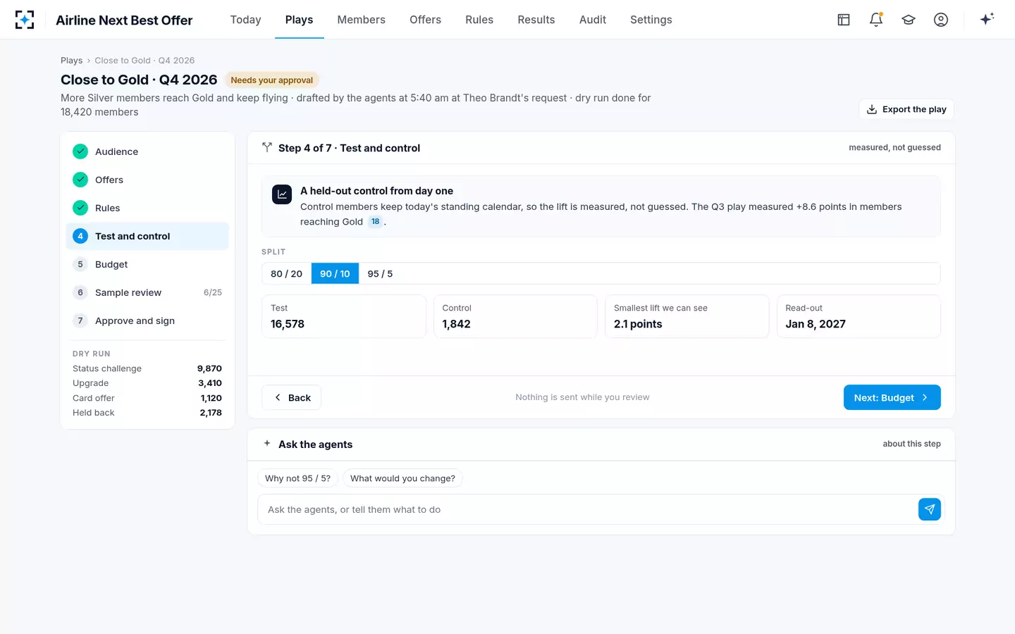 Airline Next Best Offer — Guided play approval