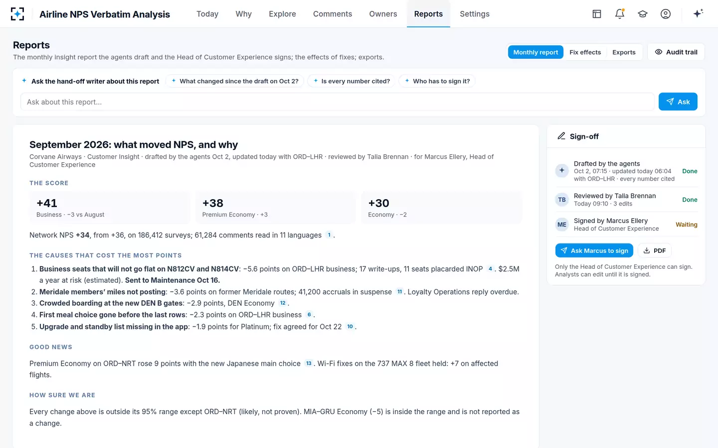 Airline NPS Verbatim Analysis — The monthly report