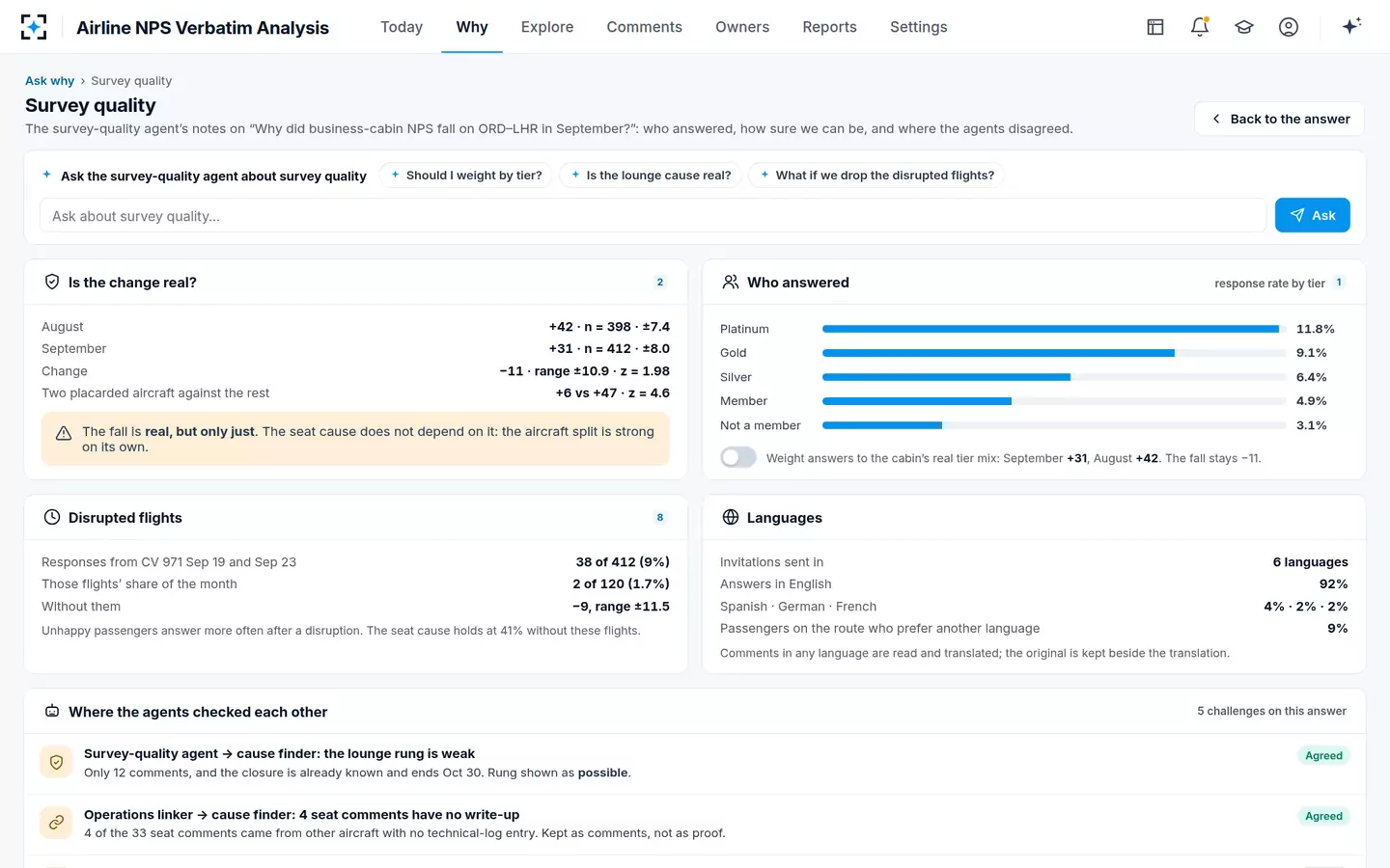 Airline NPS Verbatim Analysis — Survey quality