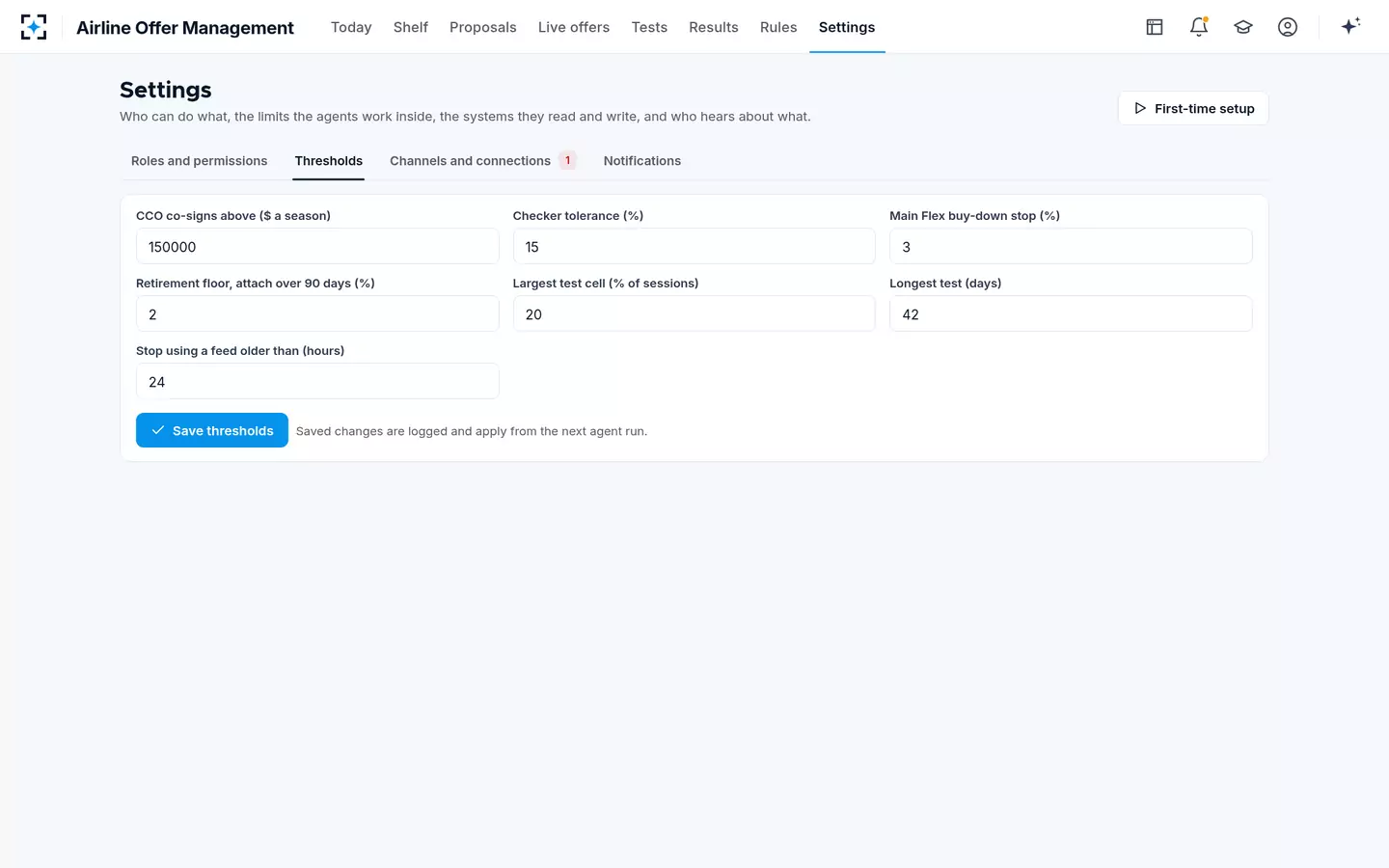 Airline Offer Management — Thresholds