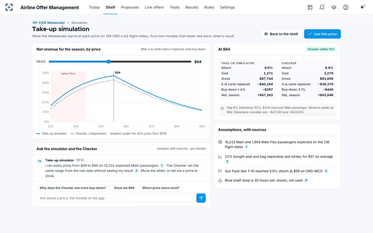 Airline Offer Management — Take-up simulation