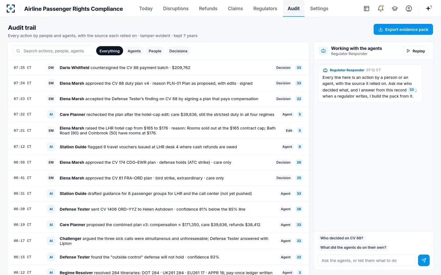 Airline Passenger Rights Compliance — Audit trail