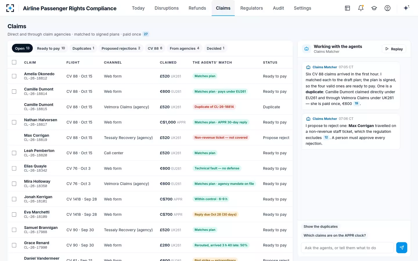 Airline Passenger Rights Compliance — EU261 and UK261 claims management