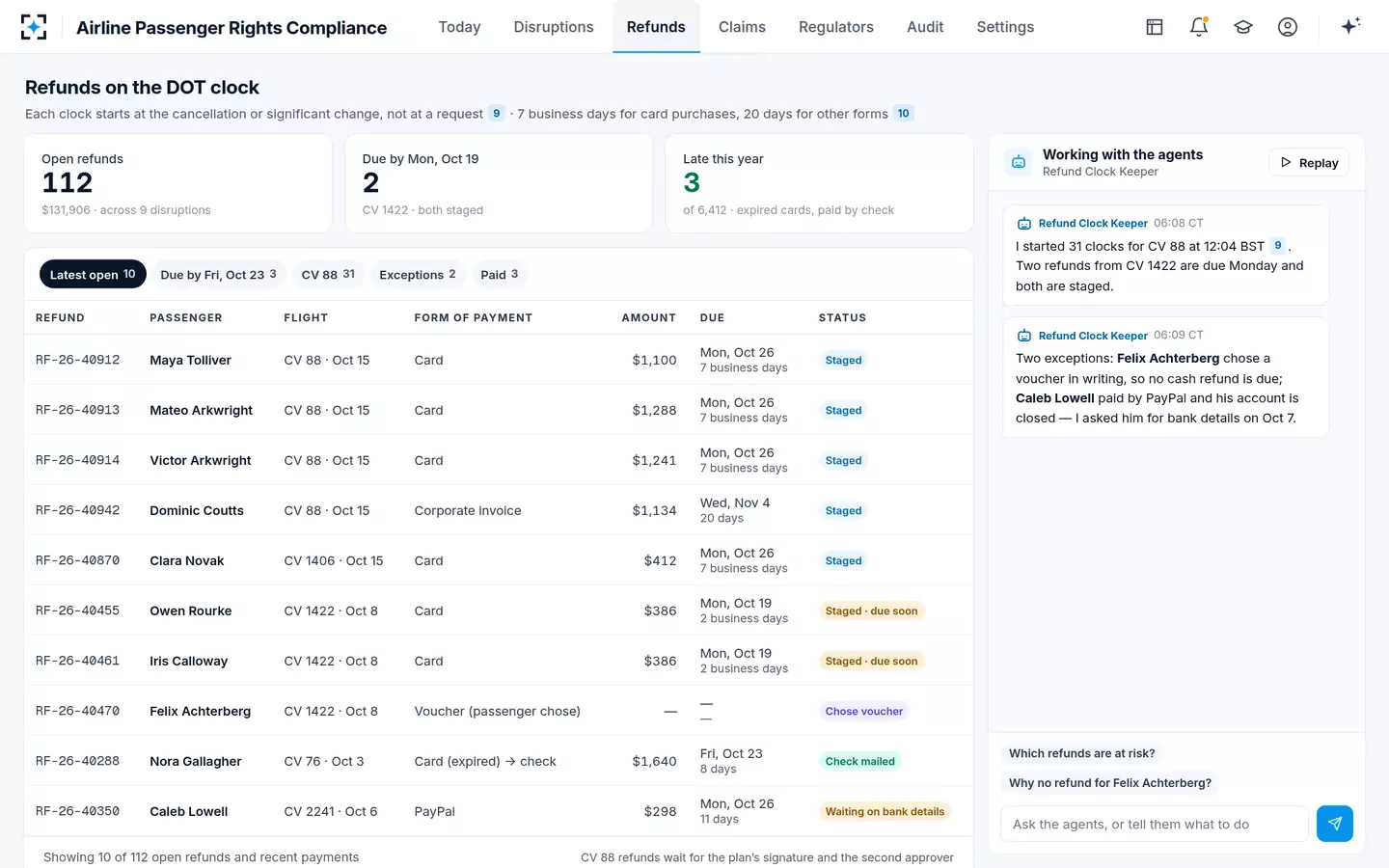 Airline Passenger Rights Compliance — Refunds on the DOT clock