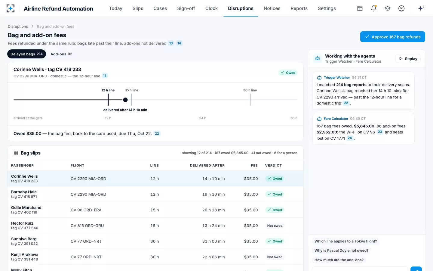 Airline Refund Automation — Checked bag fee refunds