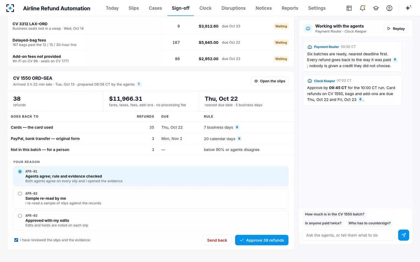 Airline Refund Automation — Batch sign-off