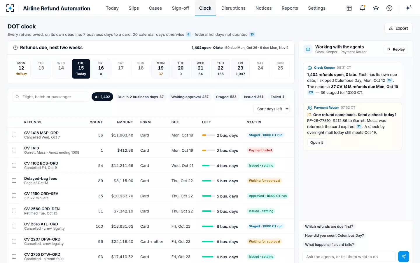 Airline Refund Automation — The DOT clock