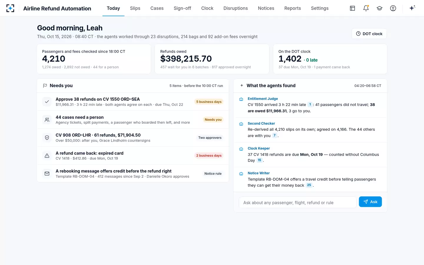 Airline Refund Automation — Today