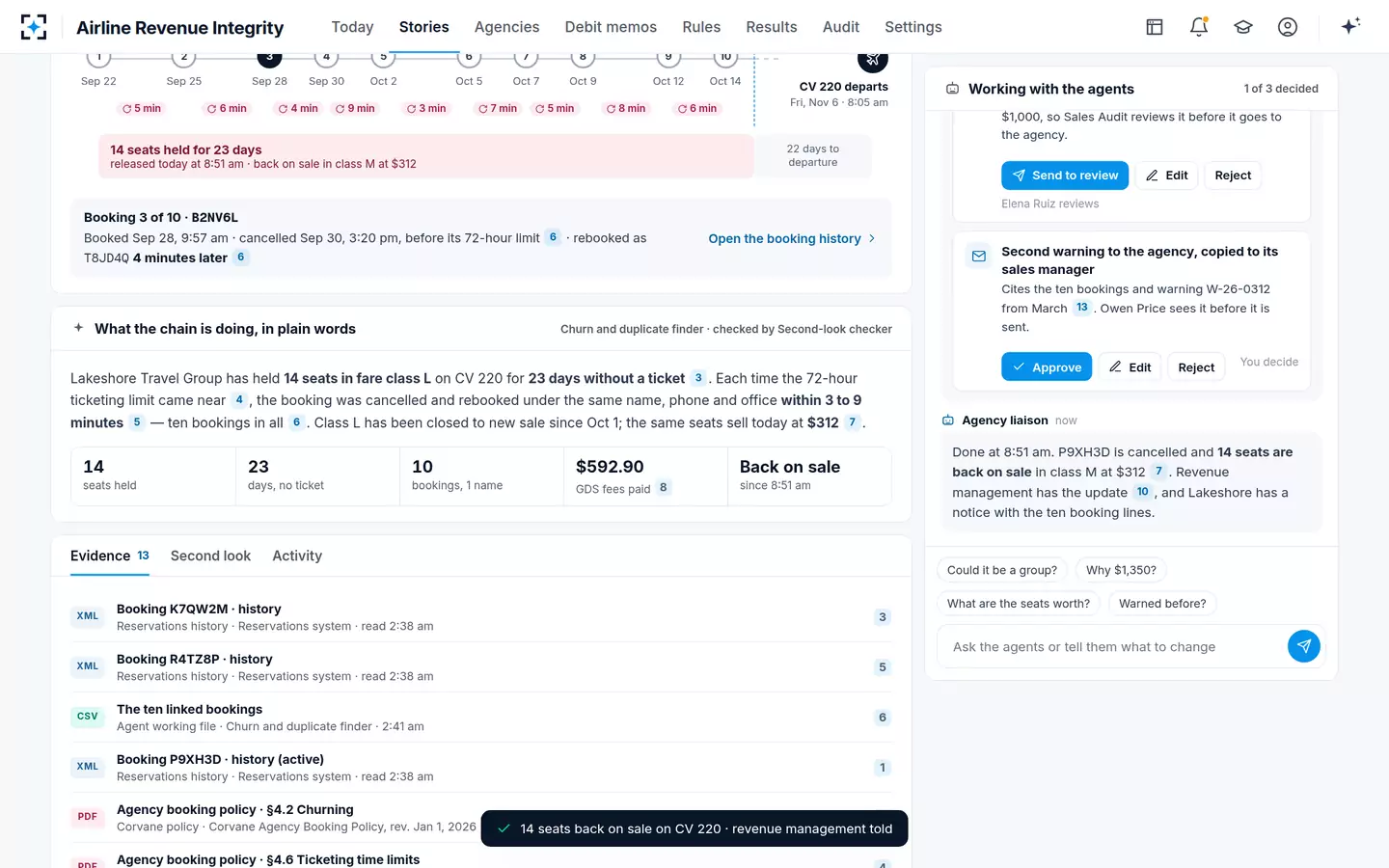 Airline Revenue Integrity — Seats back on sale