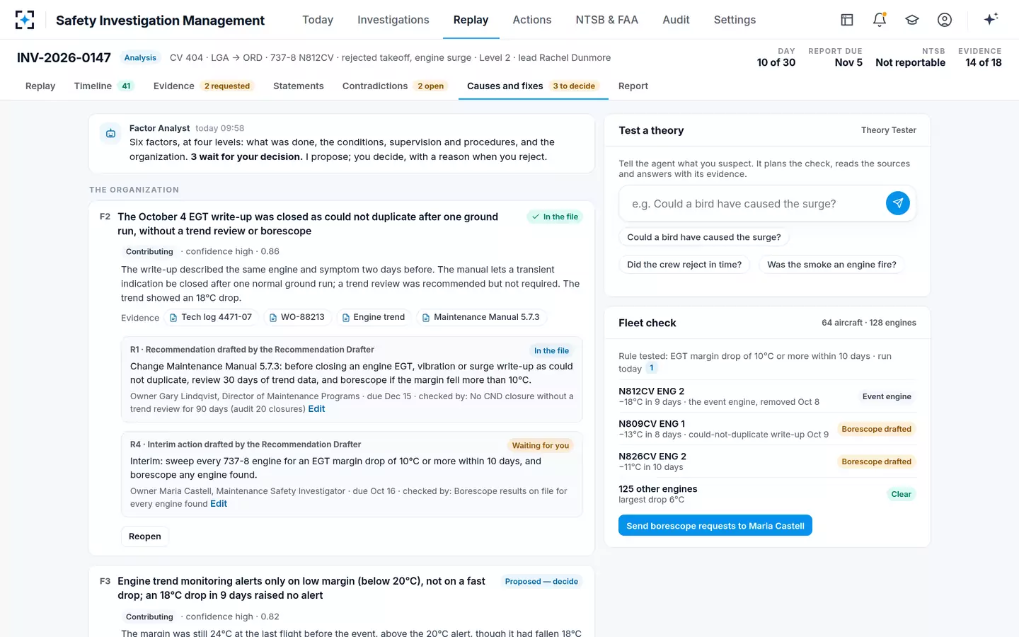 Safety Investigation Management — Root cause analysis: causes and fixes