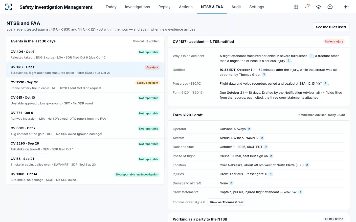 Safety Investigation Management — NTSB Form 6120.1 draft