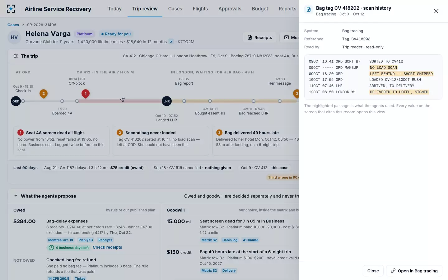 Airline Service Recovery — The record behind a pin