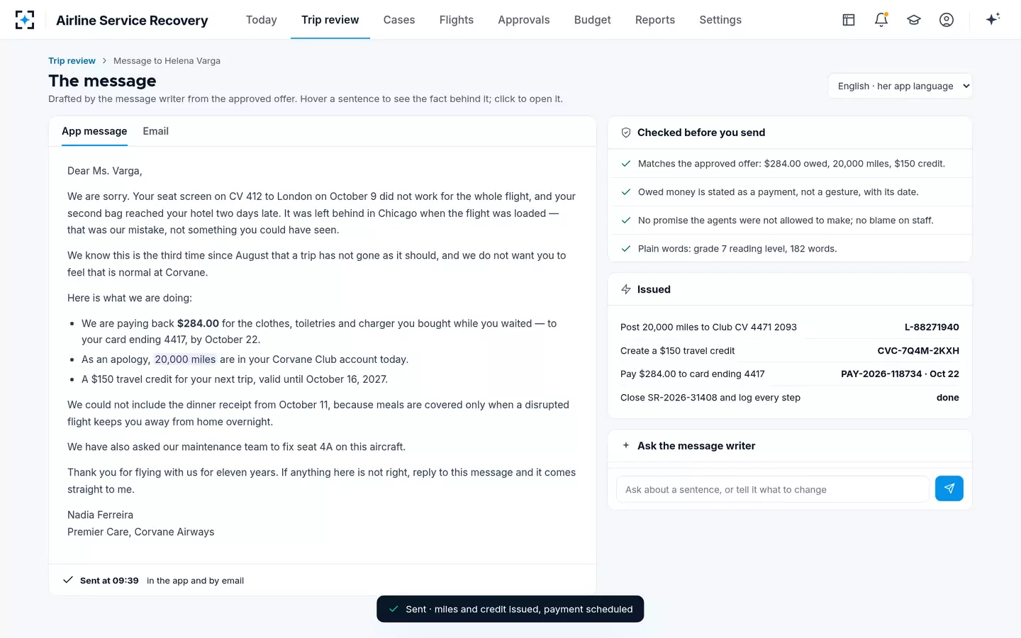 Airline Service Recovery — Issued