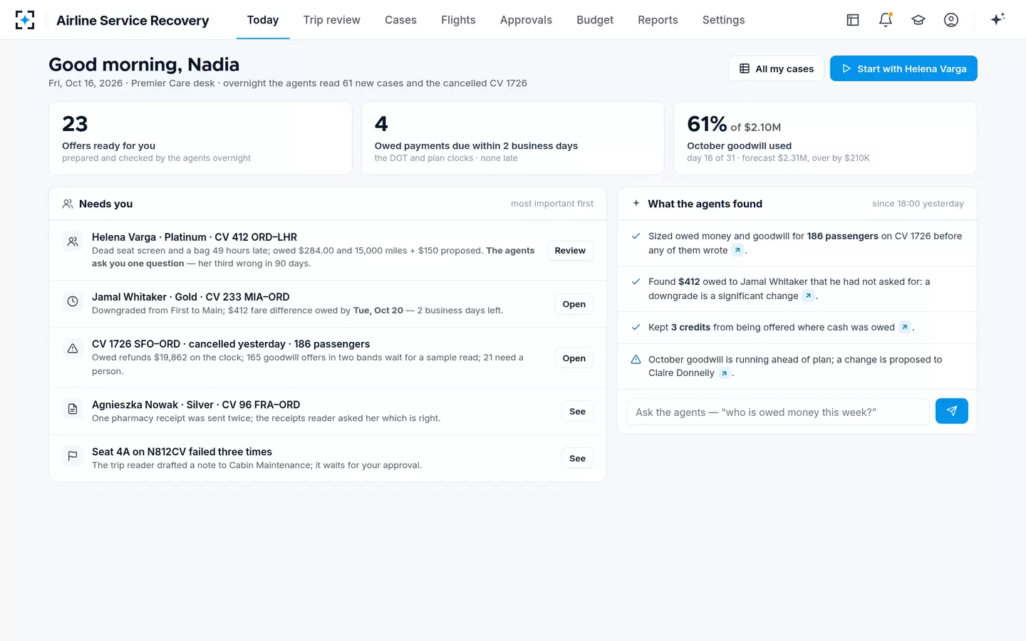 Airline Service Recovery — Today