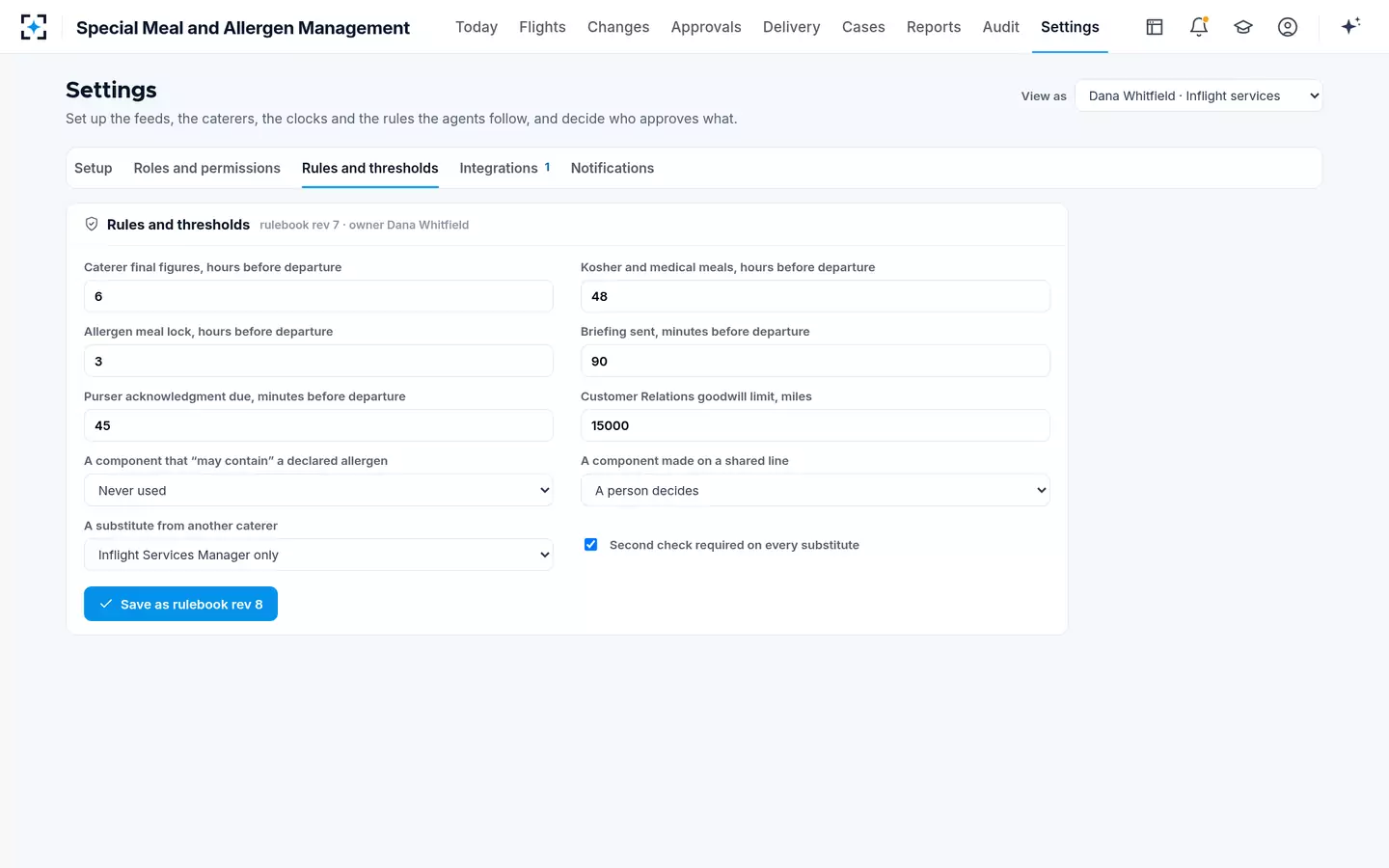 Special Meal and Allergen Management — Rules and thresholds