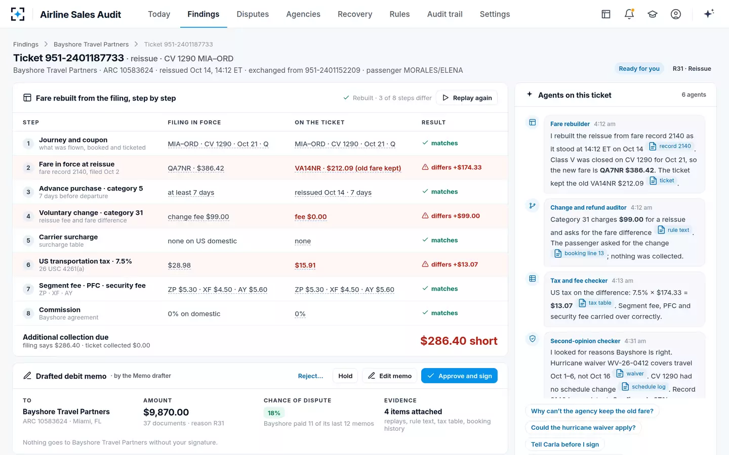 Airline Sales Audit — The ticket replay