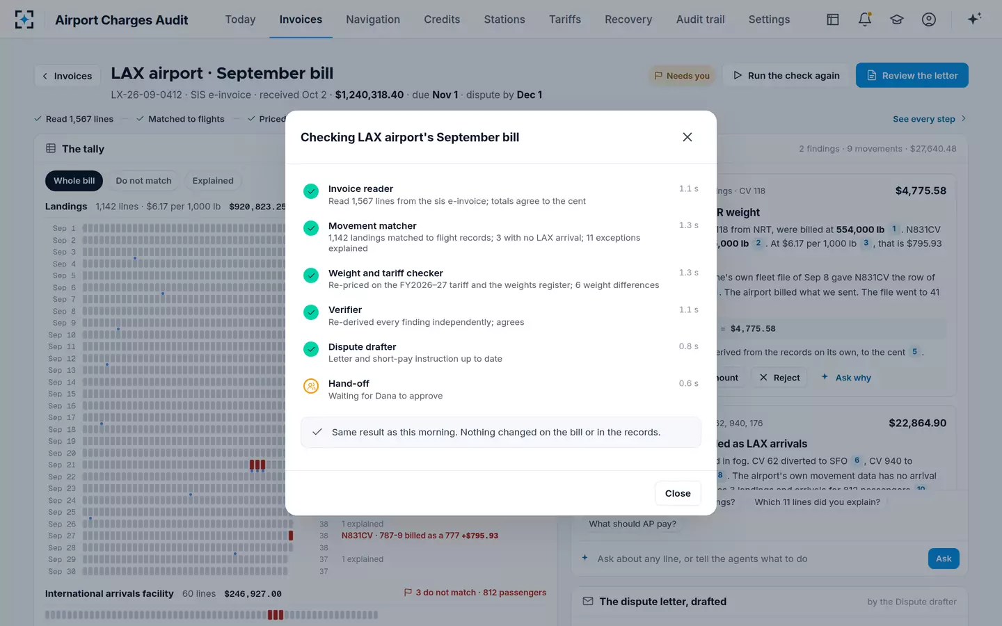 Airport Charges Audit — The check, step by step