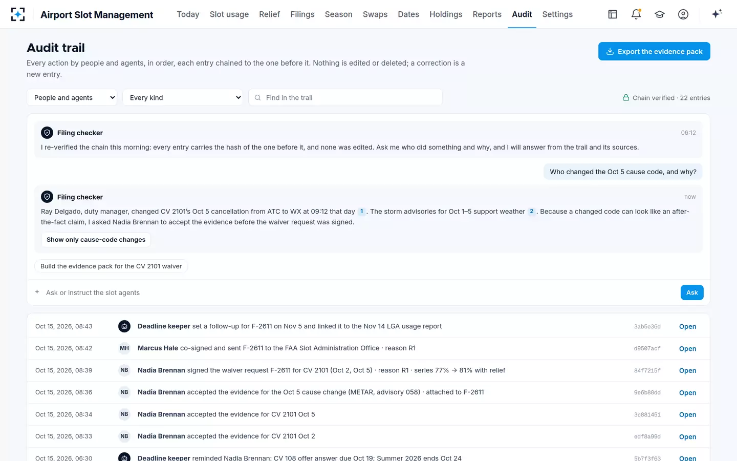 Airport Slot Management — Ask the audit trail