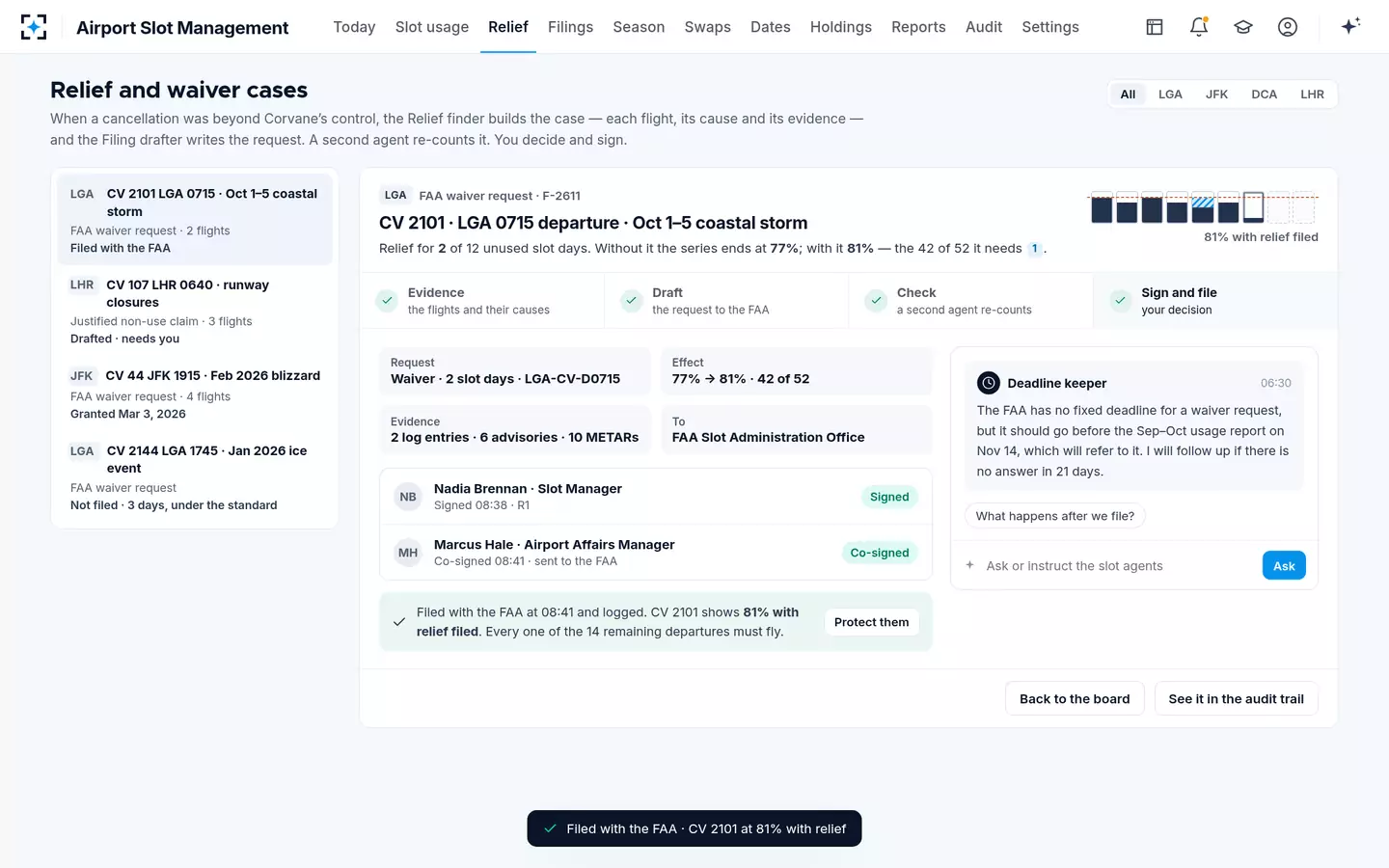 Airport Slot Management — Filed with the FAA