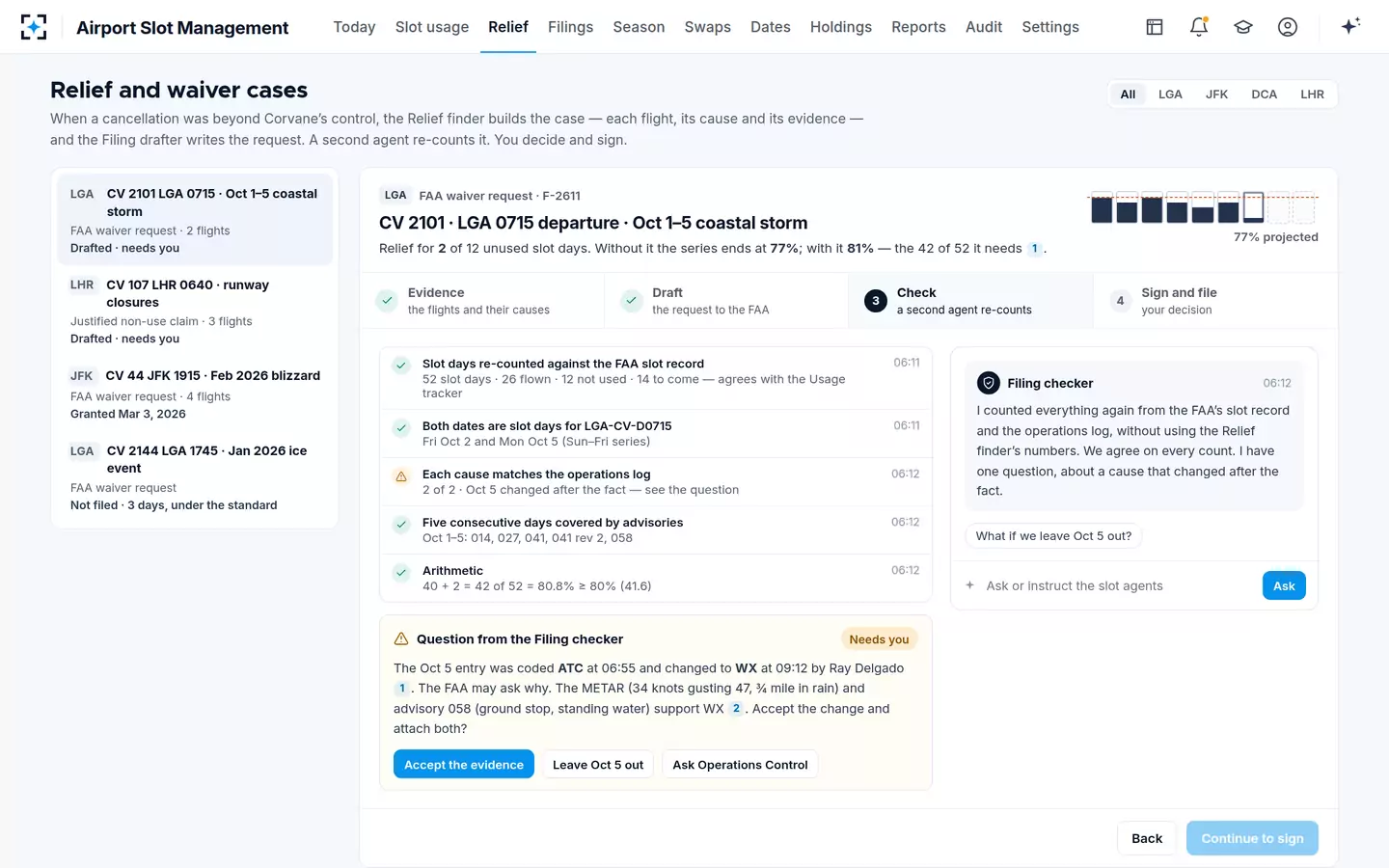 Airport Slot Management — Relief case: the second count