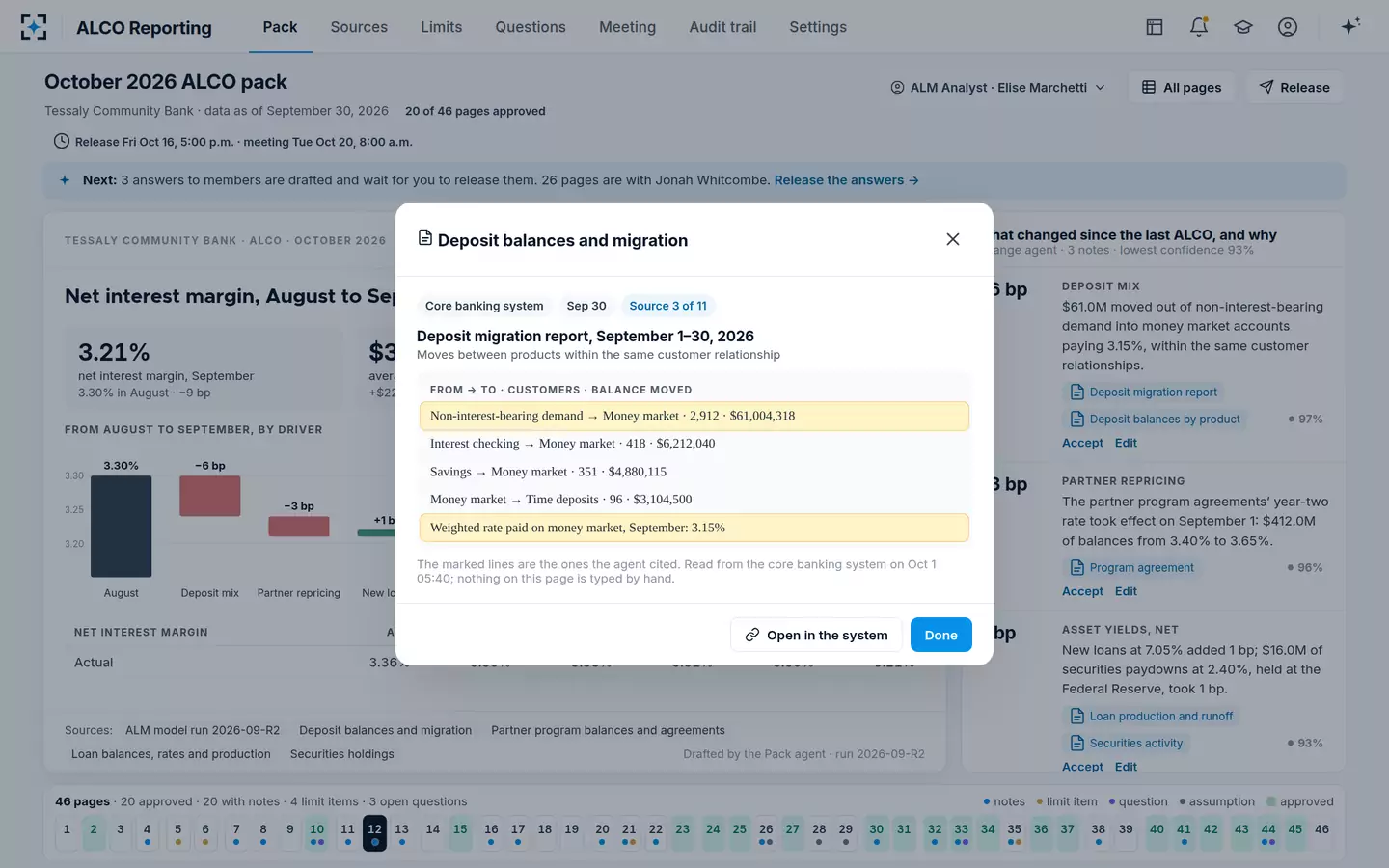 ALCO Reporting — Every amount opens the source passage it came from