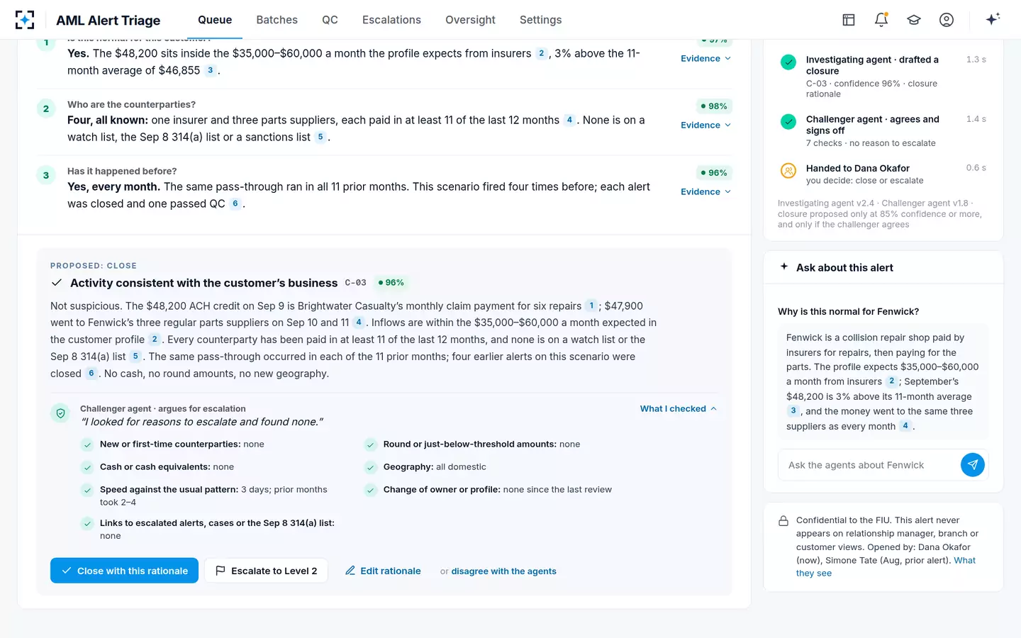 AML Alert Triage — Ask about this alert