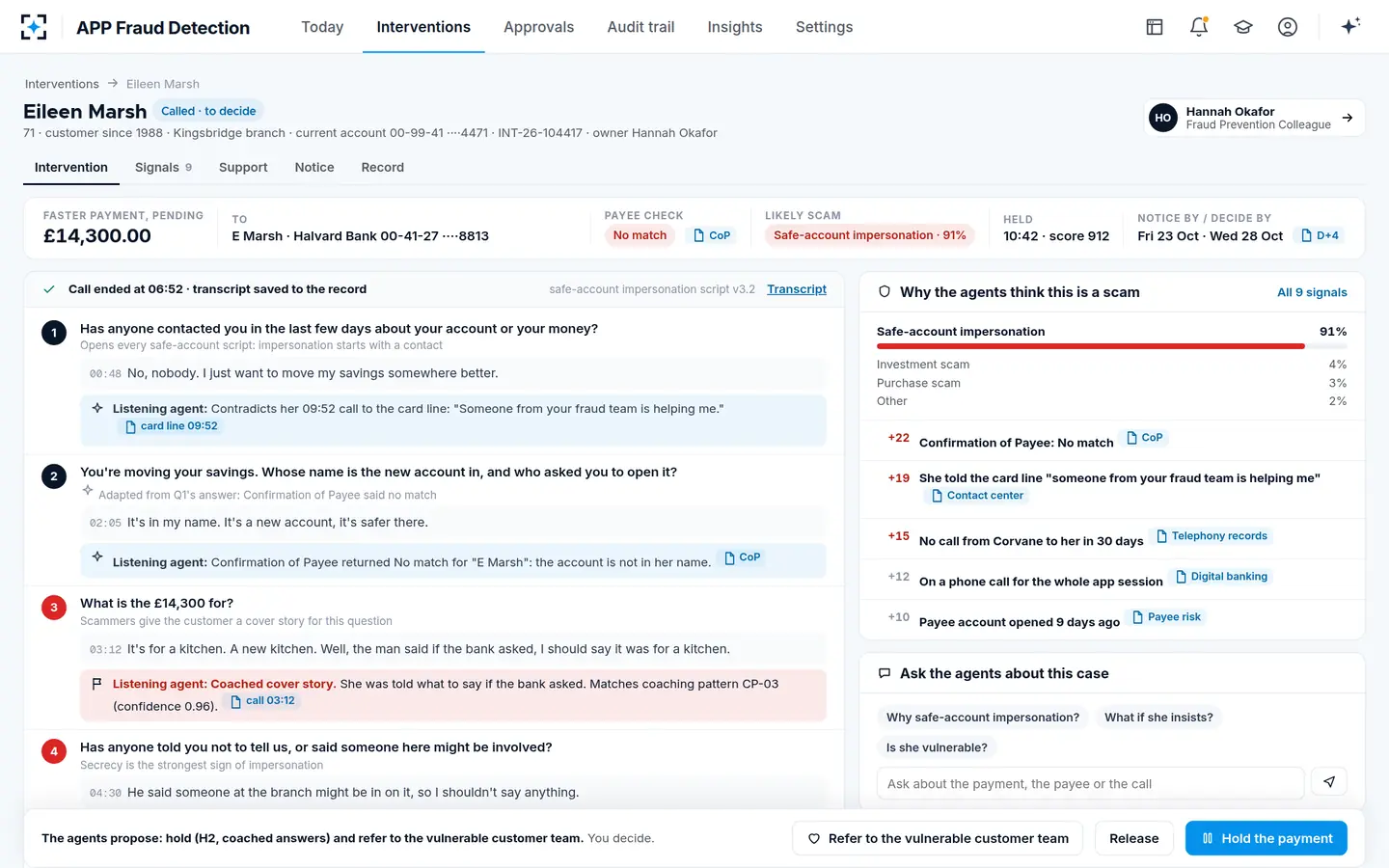 APP Fraud Detection — The guided intervention