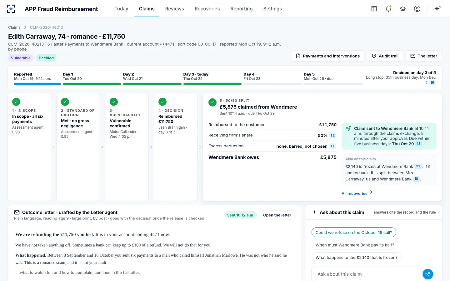 APP Fraud Reimbursement — Approved, and half claimed the same hour