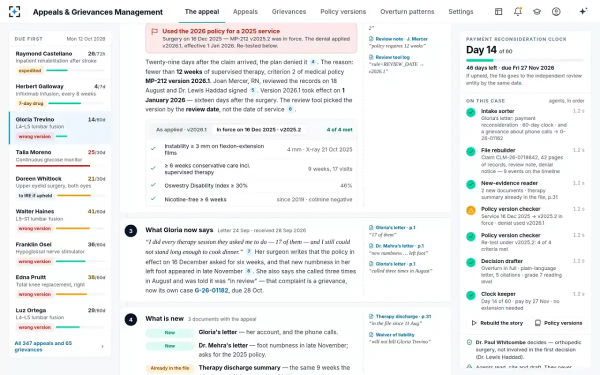 Appeals & Grievances Management — Criteria, re-tested