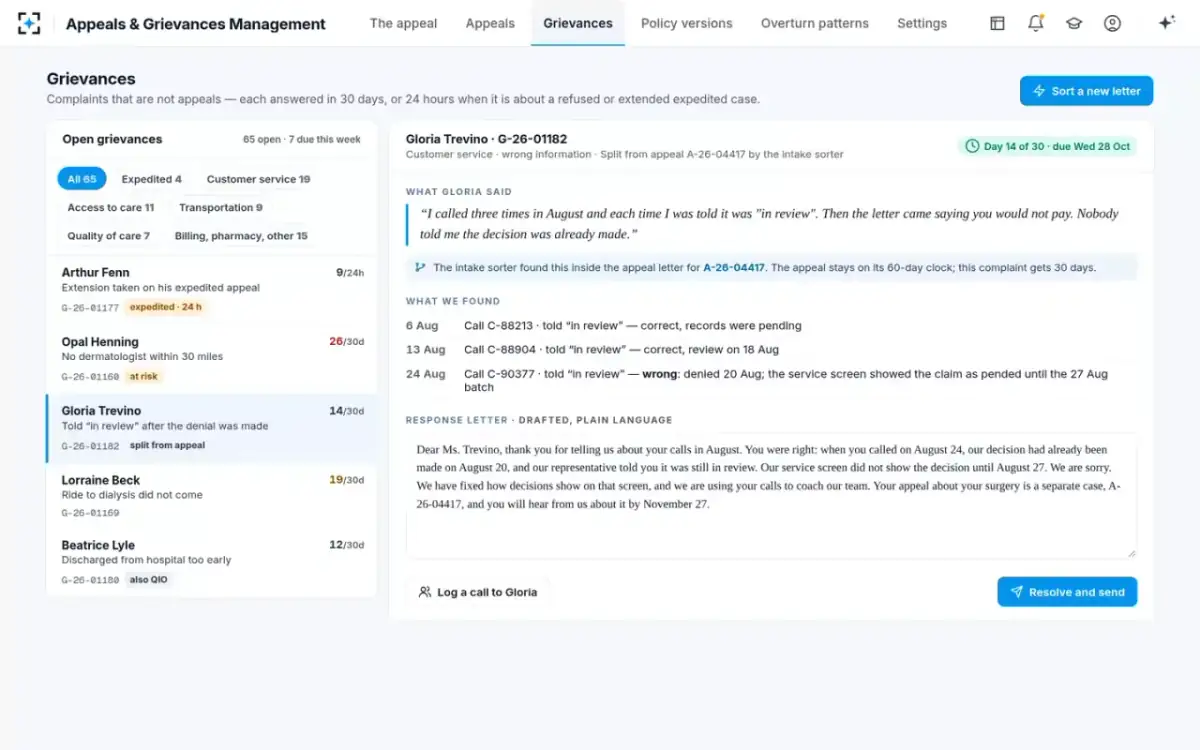Appeals & Grievances Management — Grievances