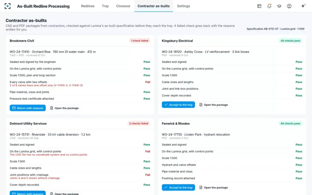 As-Built Redline Processing — Contractor as-builts