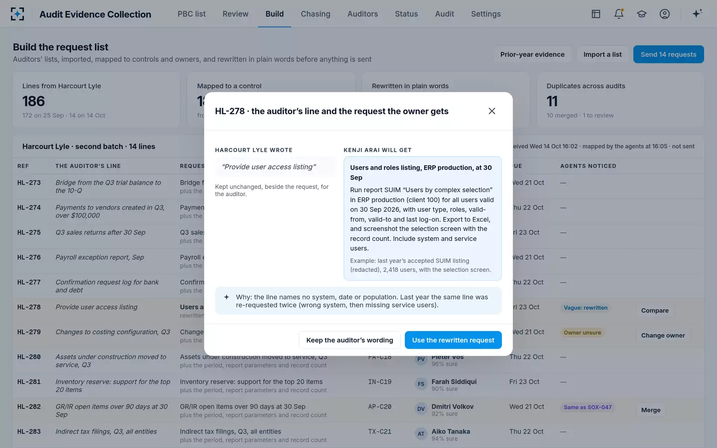 Audit Evidence Collection — Build the request list