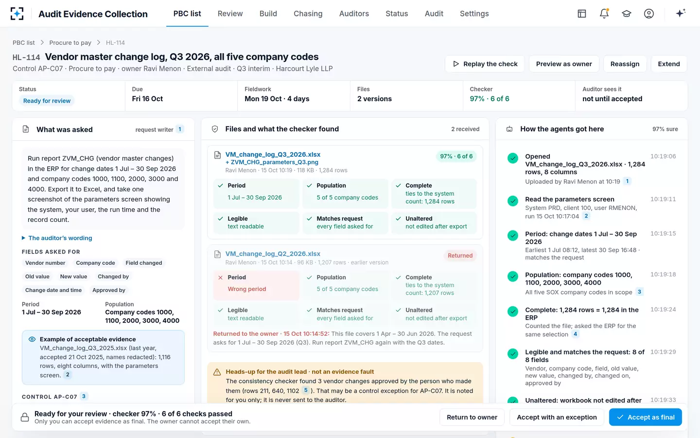 Audit Evidence Collection — One request, all its proof
