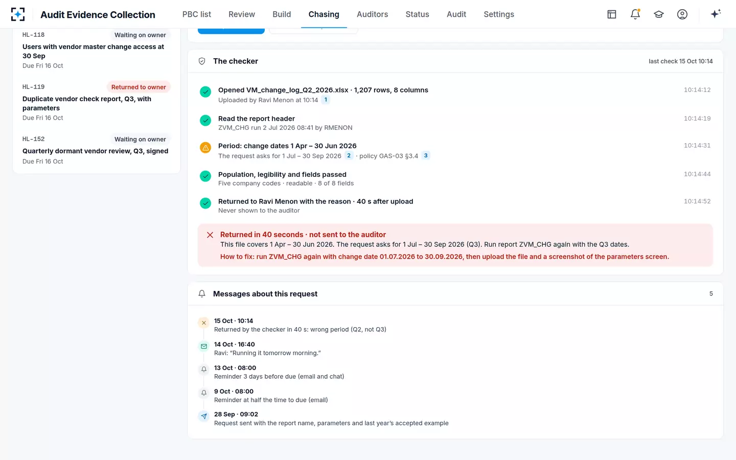 Audit Evidence Collection — Returned in 40 seconds