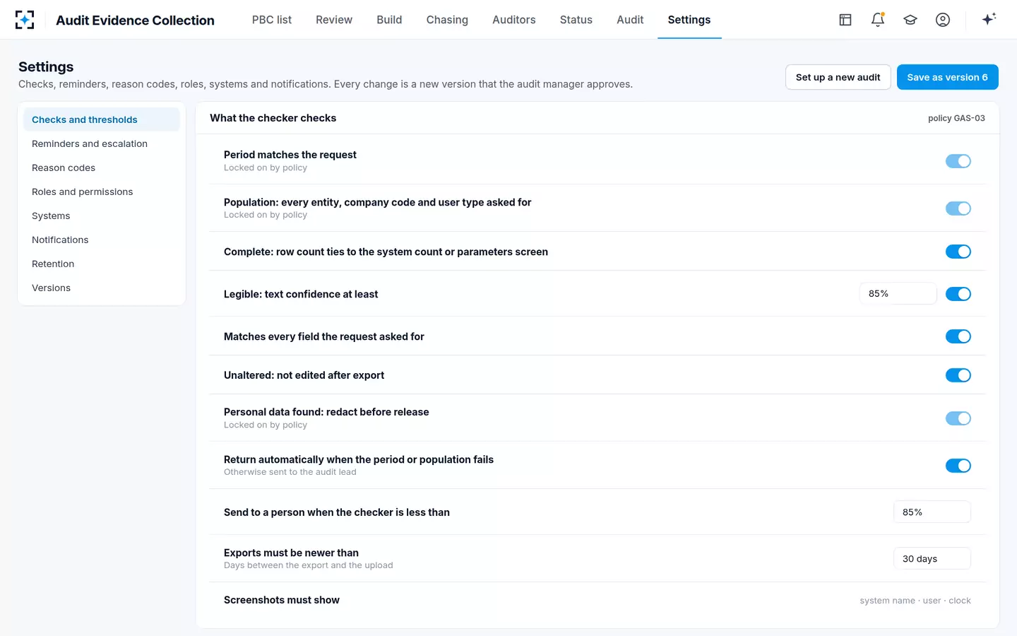 Audit Evidence Collection — Your rules