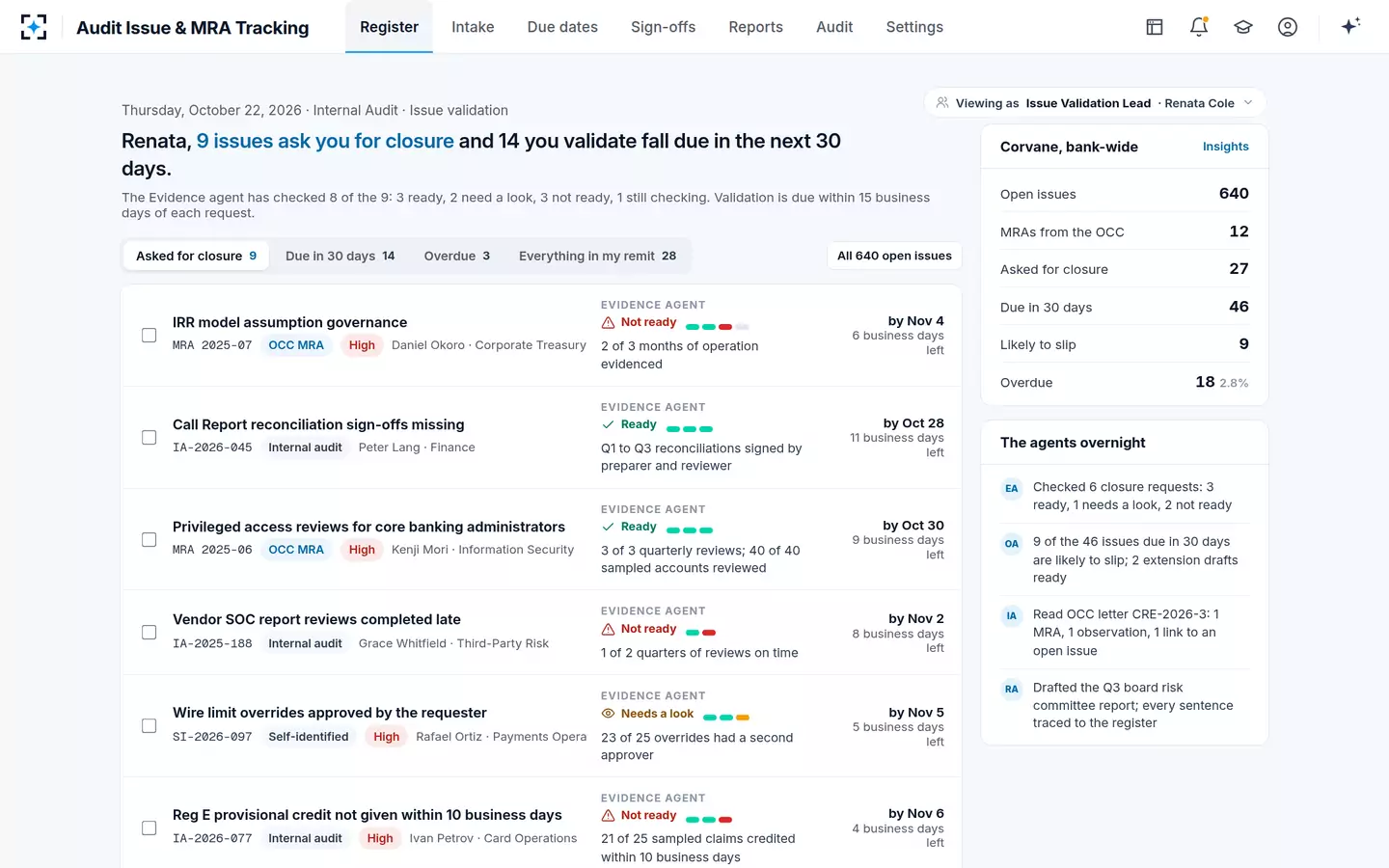 Audit Issue & MRA Tracking — The validation lead's day in one sentence